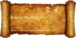 Kapus Acicét névjegykártya